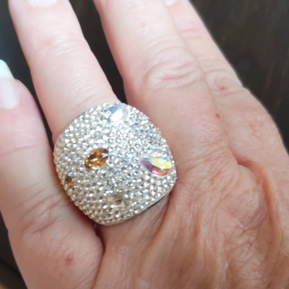 Crystal and 925 Silver Ring Size 8